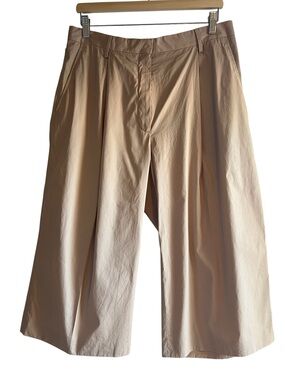 Dries Van Noten Beige Cropped Wide-Leg pleated pants size 40 excellent condition